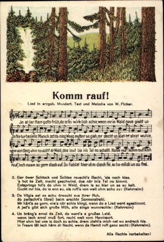 Lied komm rauf - lied, w.