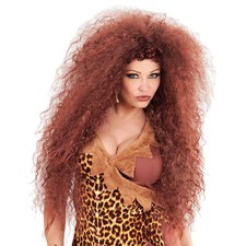Neandertaler Damenperücke Steinzeit Braune Hexenperücke lang Wilma Feuerstein