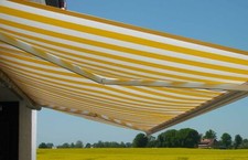 B-Ware Elektrische Kassettenmarkise H124, Markise 5x3m, Polyester Gelb/Weiß