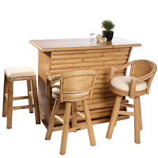 Bambusbar mit 3 Barhocker