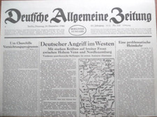 DEUTSCHE ALLGEMEINE ZEITUNG 19. Dezember 1944 Ardennen-Offensive Belgien Börse