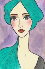 PORTRAIT Frau Mädchen Tusche