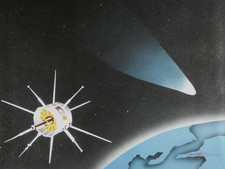 Ölgemälde Satellit Weltall