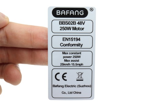 Bafang motor legal sticker - 2x,
