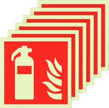 6 Stück PVC Feuerlöscher Schild 15 x 15 cm, Piktogramm Feuerlöscher, Brandschutz