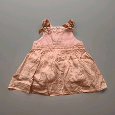 BURBERRY BABY MÄDCHEN SEIDENMISCHUNG ROSA & GOLD KARIERT SCHRIFT LOGO SCHLEIFE KLEID 6 MONATE