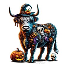 3x Halloween Highland cow car