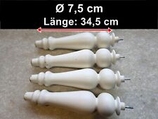 4 Konisch Beine Möbelbeine Bettfüße Möbelfüße Tischbeine Holzfüße H 34,5 cm weiß