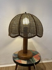 Boho Design Lampe Vintage Bambus Rattan Geflecht 