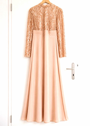 Damen abendkleid beige lang - damen,