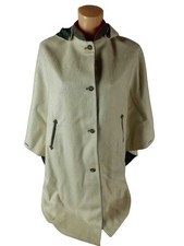 Tyroler Loden Damen Poncho Gr. 12 M creme Tracht Umhang abnehmbare Kapuze (WM)