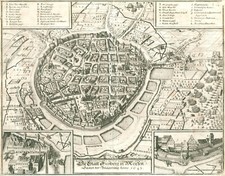 Freiberg Gesamtansicht Original Kupferstich Merian 1647