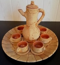 Kork Service Natur Keramik mit Korkrinde Sardinien a.d. 70ern Dekoration Vintage