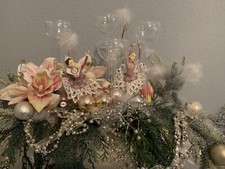 Landhaus & Shabby Chic Stil Adventskranz /  Adventsgesteck mit Kerzenhalter.