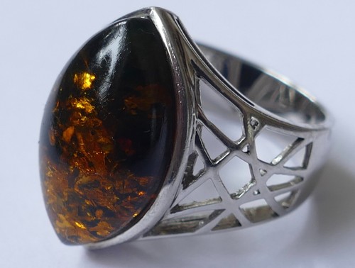 Ring bernstein cabochon - ring, 925