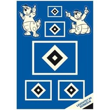 HSV Aufkleber Set HSV Raute nachleuchtend 7-teilig Kleber Logo DIN A5 Fanartikel