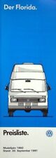 277280) VW LT Florida - Preisliste & Extras - Prospekt 09/1991