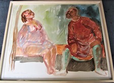 Martin Emond  1895-1965, Simson und die Philister Frau, Aquarell, um 1950/60