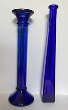 Zwei Glas Vasen kobaltblau, Vintage, Höhe ca. 32 cm