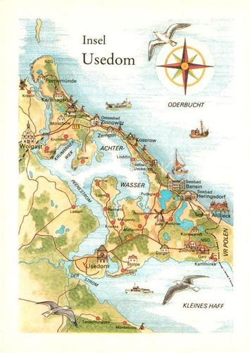 Island usedom map oder - oder, bay