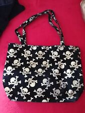 Tasche Handtasche Tragetasche Schwarz Mit Totenkopf, Totenköpfe Gold, Gothic 