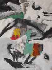 Abstrakt Komposition unleserlich signiert Mischtechnik o.J.