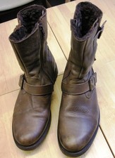 Lederstiefel - halbhoch (25 cm)- mit Reißverschluß - Lammfutter - Größe 44