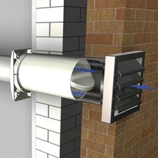 Mauerkasten Dunstabzug Teleskop Ø 150 mm Rohr Edelstahl Rückstauklappe Aeroboy