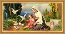 Tauben Madonna geschaffen von Giovanni Maria Jesus Sankt A3 0112 Gerahmt