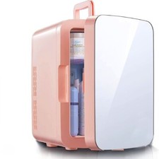 10L Mini Kühlschrank Kosmetik Kühlschrank Kühl/Warmhaltebox Tragbar mit Spiegel