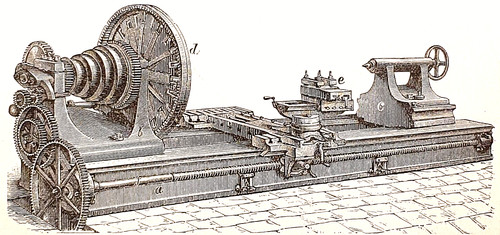 Alte lithographie drehbank - alte,