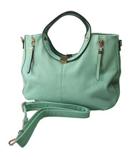 Geräumige Handtasche Schultertasche Lederoptik Hellgrün vegan