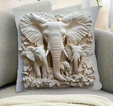 Kissenhülle Elefanten-Familien Kissenbezug - Vintage Blumen-Elefantendruck,/49