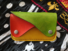 Geldbörse Geldbeutel Klein Portemonnaie Leder Optik Querformat Bunt 2 Fächer