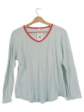 Calida Damen Langarmshirt Gr. 40/L Basic Blau V-Ausschnitt