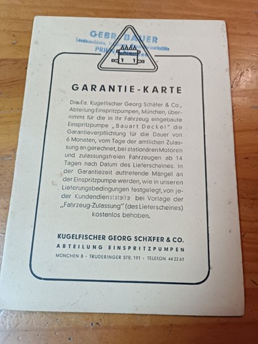 Garantie karte georg schäfer - garantie,