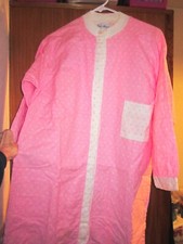 70'S VINTAGE -knielanges Flanell-Nachthemd, Blumenprint- pink/weiß- Gr. 36/38