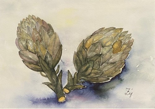 Artischocken original aquarell - original,