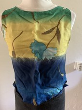 Boxy Damen Top M, Blau Chinesisches Muster Viscose, Design Selten, Intensive Far