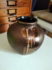 Vase braun / kupfer rund 16x15 cm Keramik Dachbodenfund Dekoration Vintage
