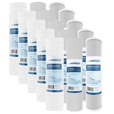 Set 15x Wasserfilter 10": 5x String-Filter, 5x Schaumstofffilter, 5x Aktivkohle