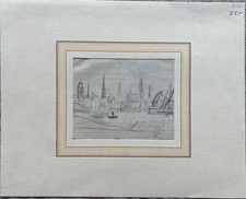 ::WERNER REUTER 1902 LÜBECK ZEICHNUNG HAFEN KÜSTE NORDSEE OSTSEE ANTIK SIGNIERT 