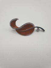 Hübsche Braune Silberne Brosche Blatt Motiv Edelstahl Modeschmuck Geschenk