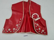 DDR Kinder Kunstleder Weste Kostüm Cowboy Western rot Nieten Vintage #248495