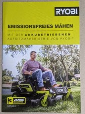 RYOBI Akku Betriebene Aufsitzmäher Zero-Turn Nullwendekreis Rasenmäher Prospekt 