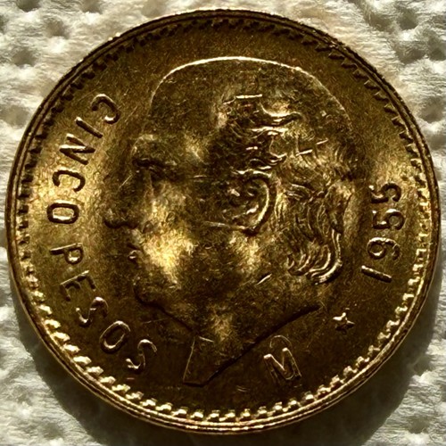 1955 mexico pesos - 5, gold