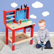 Werkbank, rot, mit Kinderwerkzeug
