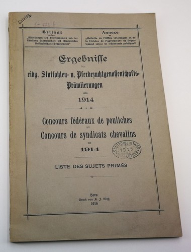Pferdezucht schweiz 1914 - pferdezucht,