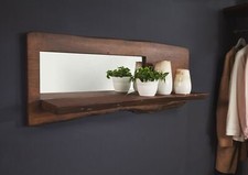 Wandregal massiv Wandboard Regal Akazie 121cm Spiegel echte Baumkante Unikat
