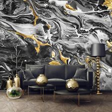 Vlies Fototapete Marmor gold schwarz Modern Steinoptik Steinwand Wohnzimmer XXL